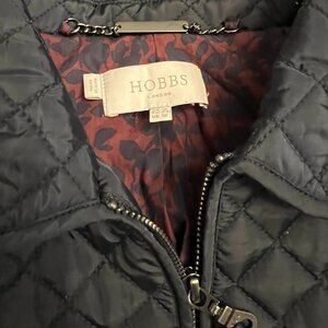Hobbs London Quilt Quilted Coat Jacket Blue navy 12 large pocket silver zipper